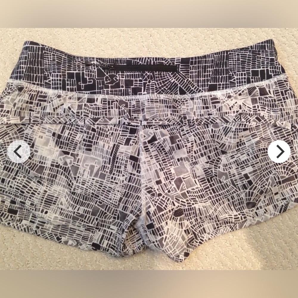 EUC Lululemon Seawheeze Speed Shorts Grid Map White/Black size 6